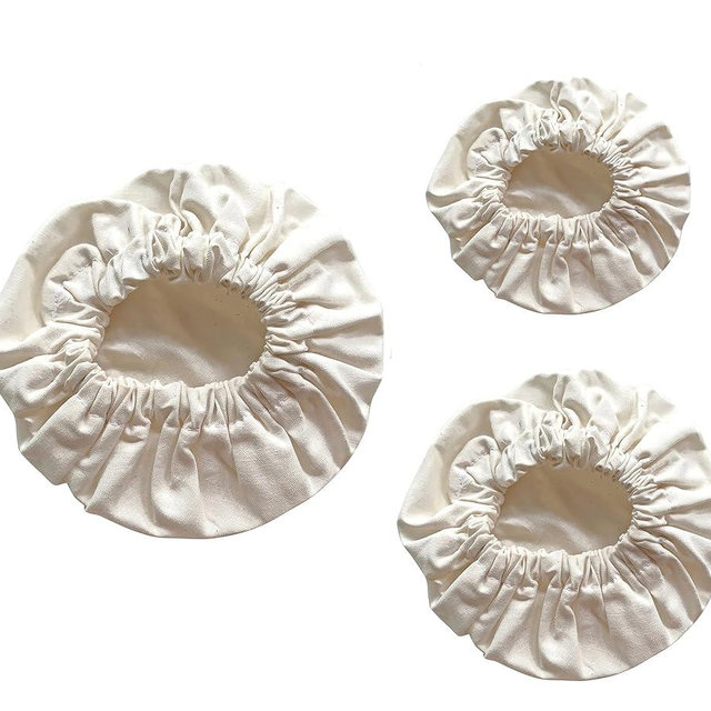 3-Pack Organic Bowl Cover Stretchable Reusable Linen Lids Food Storage Bowl Covers for Leftovers | 100% Cotton Cloth Machine Washable (M,L,XL)