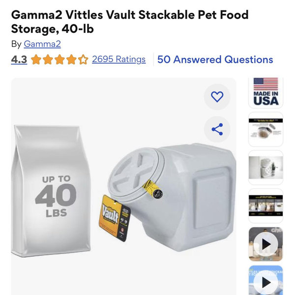 40lb Stackable Pet Food Storage
