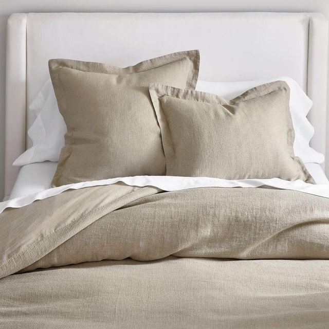 European Flax Linen Waffle Duvet Cover, Dark Flax, King/Cal. King