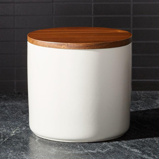 Silo Cream 64 Oz. Wood Lid Canister