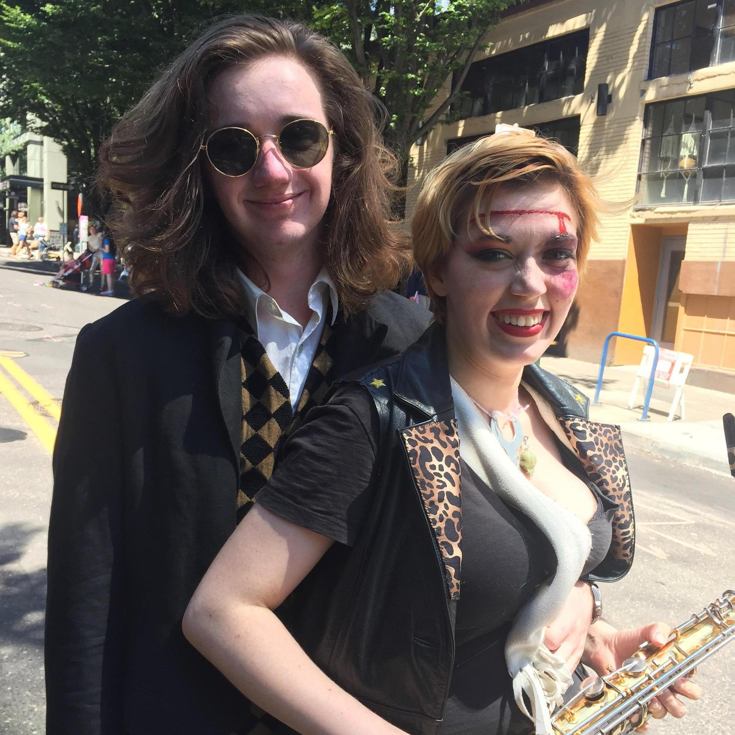 Skye and Paul in the Portland Pride Parade representing The Clinton Street Cabaret.