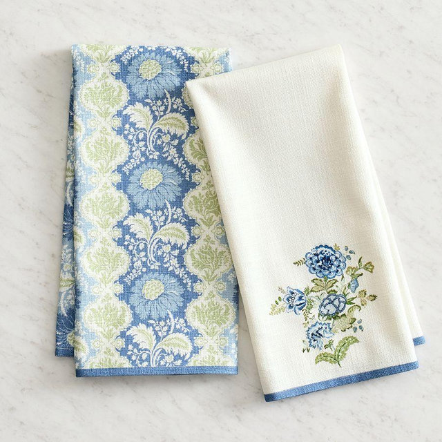 Kravet Tea Towels, Mixed Set of 2 - Azure