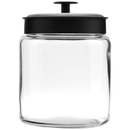 Anchor Hocking Montana Glass Jars withFresh Sealed Lids, Black Metal, 96 oz (Set of 2) - 96712