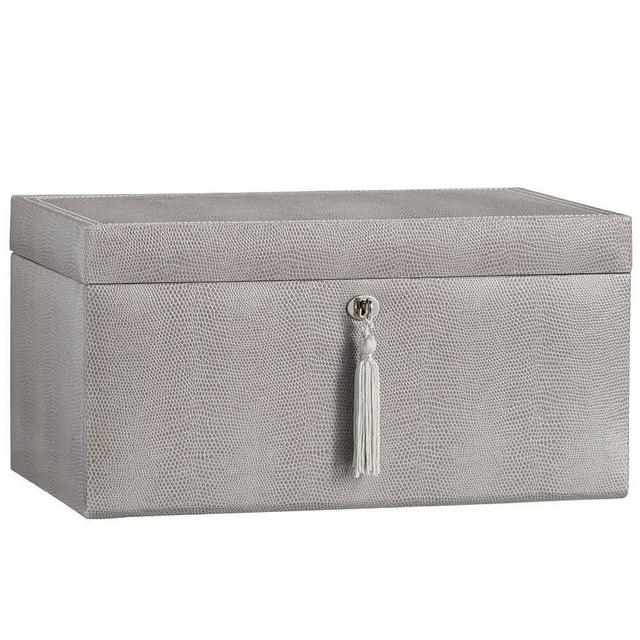 Personalized McKenna Leather Large Jewelry Box, Gray