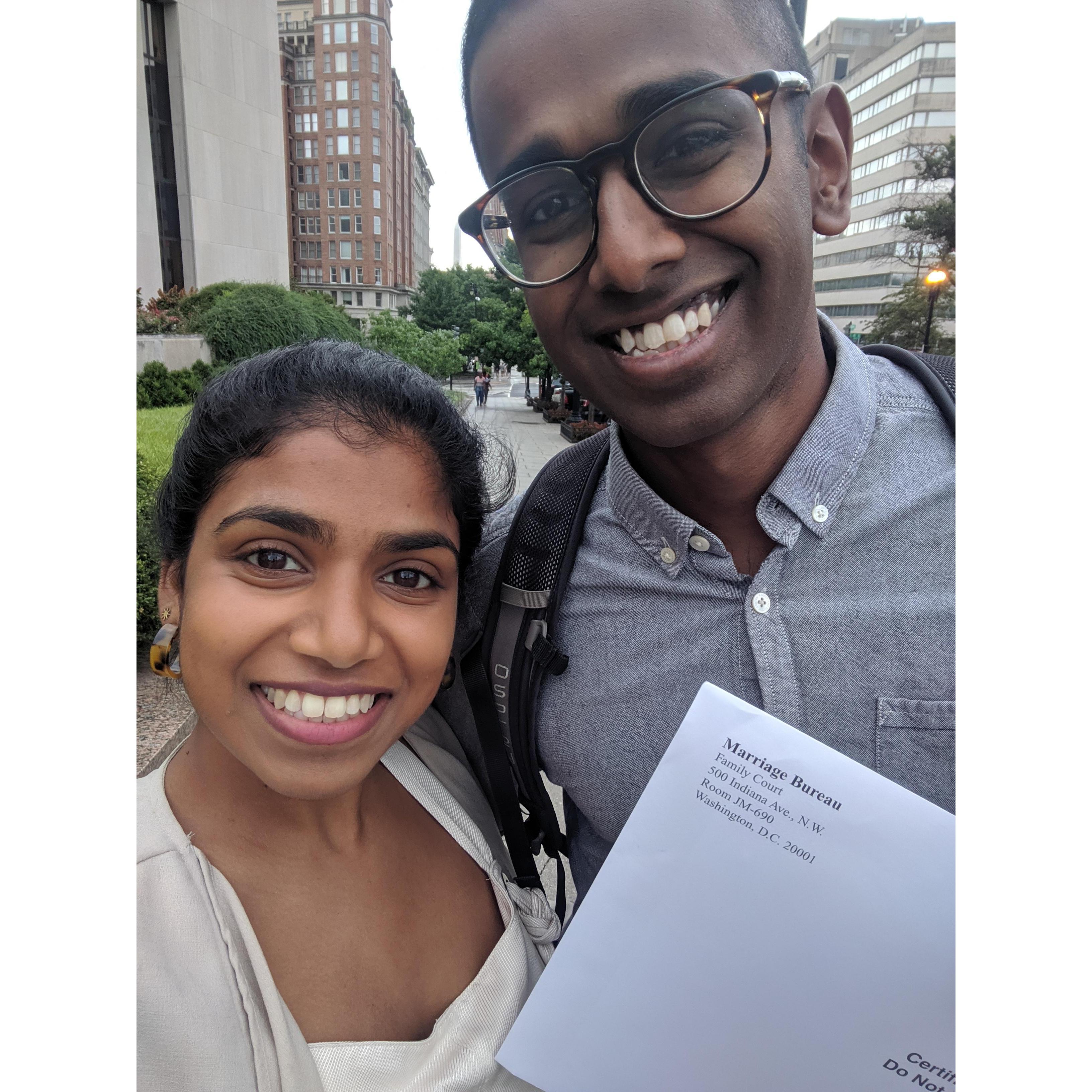 Marriage certificate (still unsigned) is in hand. See you at the wedding!