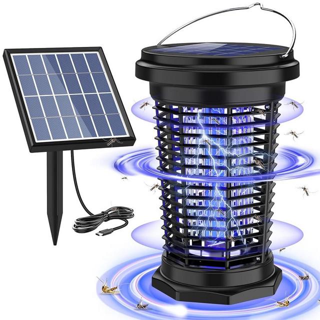 PALONE Bug Zapper for Outdoor & Indoor with 5.5W Solar Panel Charging, Electric Fly Zapper USB Charging Solar Bug Zapper Light for Camping Outdoor, Backyard, Garden
