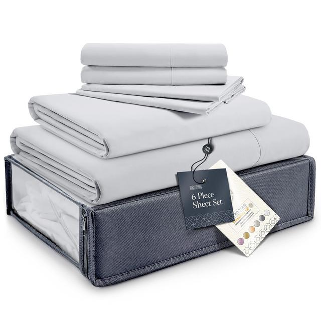 BELADOR Silky Soft King Sheet Set - Luxury 4 Piece Bed Sheets for King Size Bed, Secure-Fit Deep Pocket Sheets with Elastic, Breathable Hotel Sheets and Pillowcase Set, Wrinkle Free Oeko-Tex Sheets