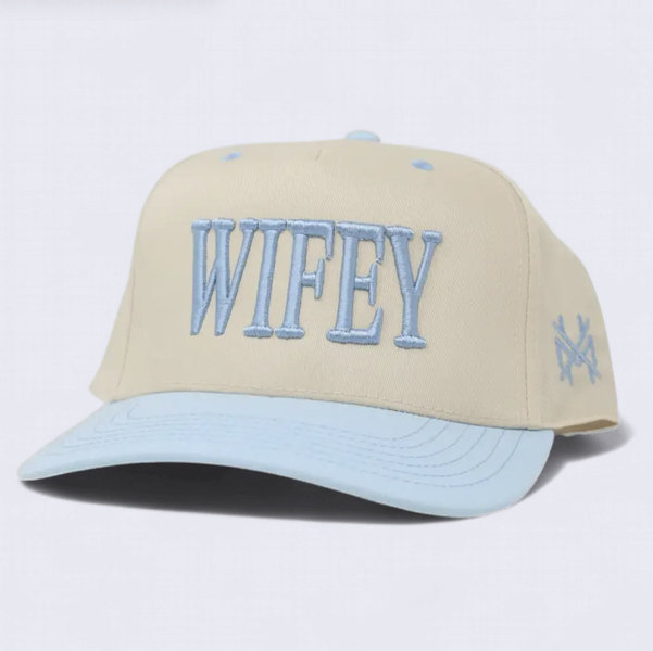 Wifey Snapback Hat - Retro powder blue/natural