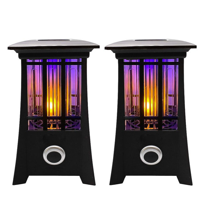 PIC Solar Flame Effect Patio Lantern Bug Zapper, ½ Acre Coverage, 2 Pack