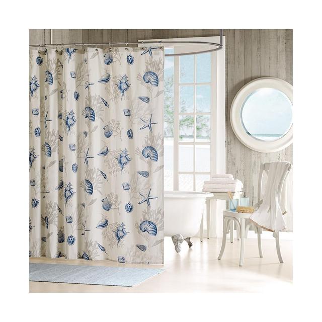 Madison Park Bayside Cotton 72" x 72" Seashell-Print Shower Curtain