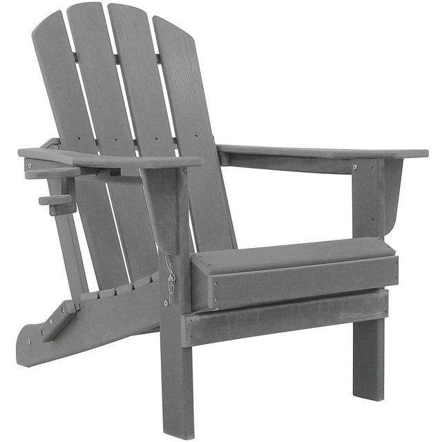 Restcozi Adirondack Chairs, HDPE All-Weather Adirondack Chair, Fire Pit Chairs (Folding with Cup Holders, Grey)
