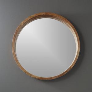 acacia wood 24" wall mirror
