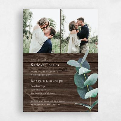 Dark Wood, Brown Wedding Invitation - Galata Photo
