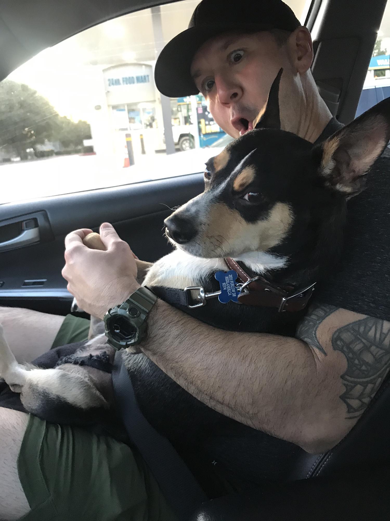 Jake’s dog, Tucker. He clearly loves the attention.