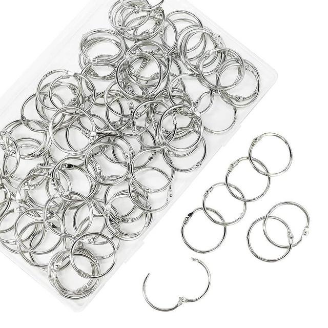 Loose Leaf Binder Rings 1-Inch（100 Pack） Office Book Rings, Nickel Plated Steel Binder Rings, Key Rings, Metal Book Rings, for School，Sliver