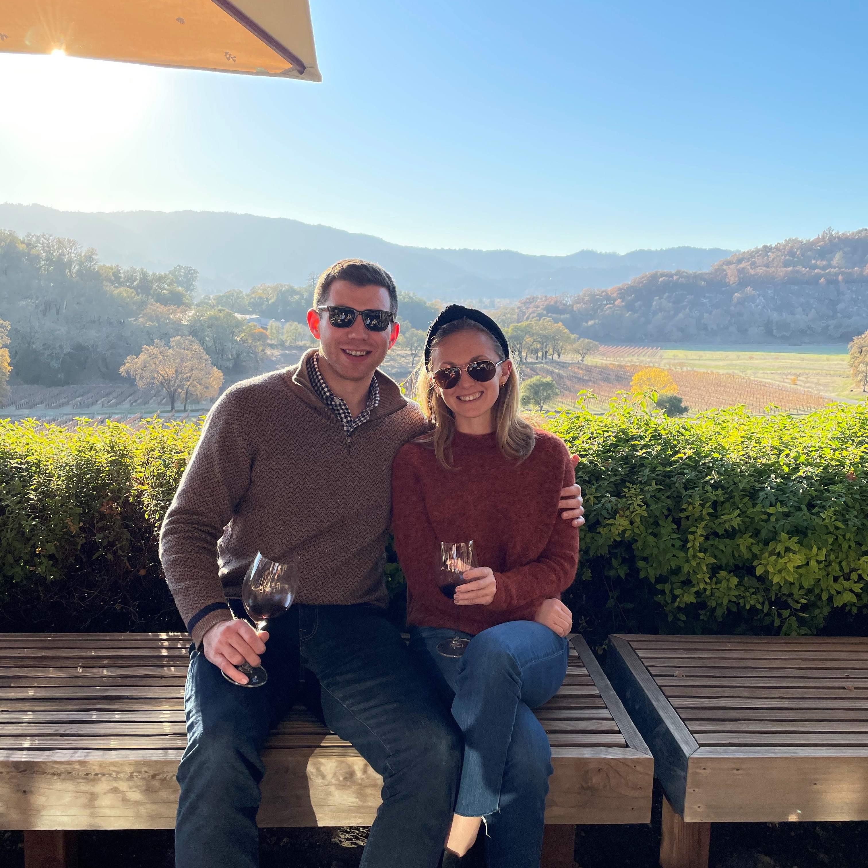 Enjoying a taste of Napa.
