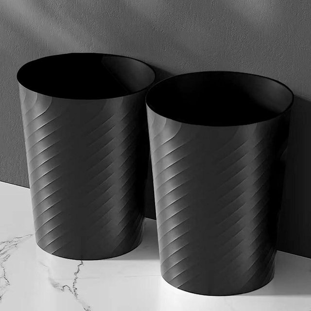 HOLTPHILI Small Trash Can 1.8 Gallon Wastebasket Recycling Bin for Bathroom Bedroom Office Kitchen (Black,2 Pack)