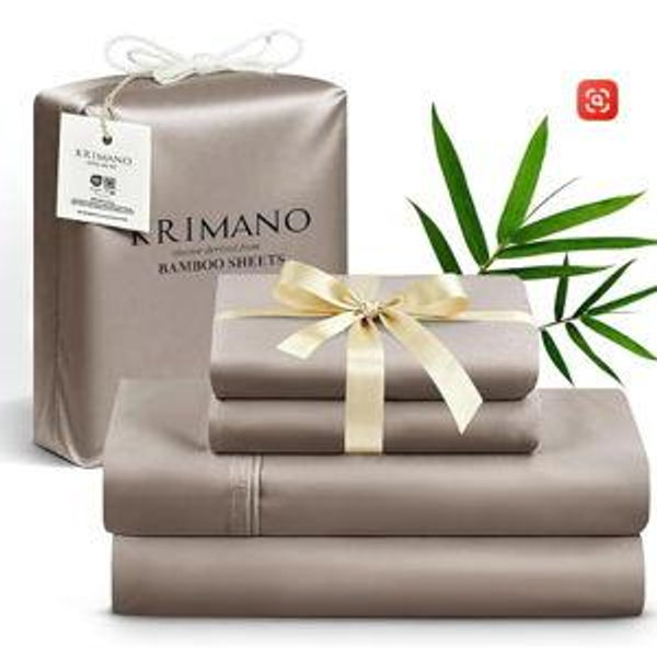 King Size Sheet Set, Viscose Bamboo Sheets for Bed Set 4pcs, 100% Viscose Derived from Bamboo, Hotel Luxury Silky & Cooling for Hot Sleepers, Deep Pocket Up to 17", Taupe