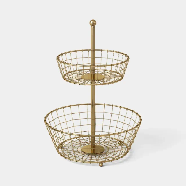 Gold Tiered Wire Fruit Basket Gold - Threshold™