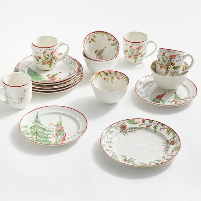 Forest Gnome Yuletide 16-Piece Stoneware Set