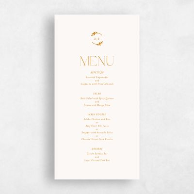 Nutmeg, Orange Wedding Menu - Orvieto