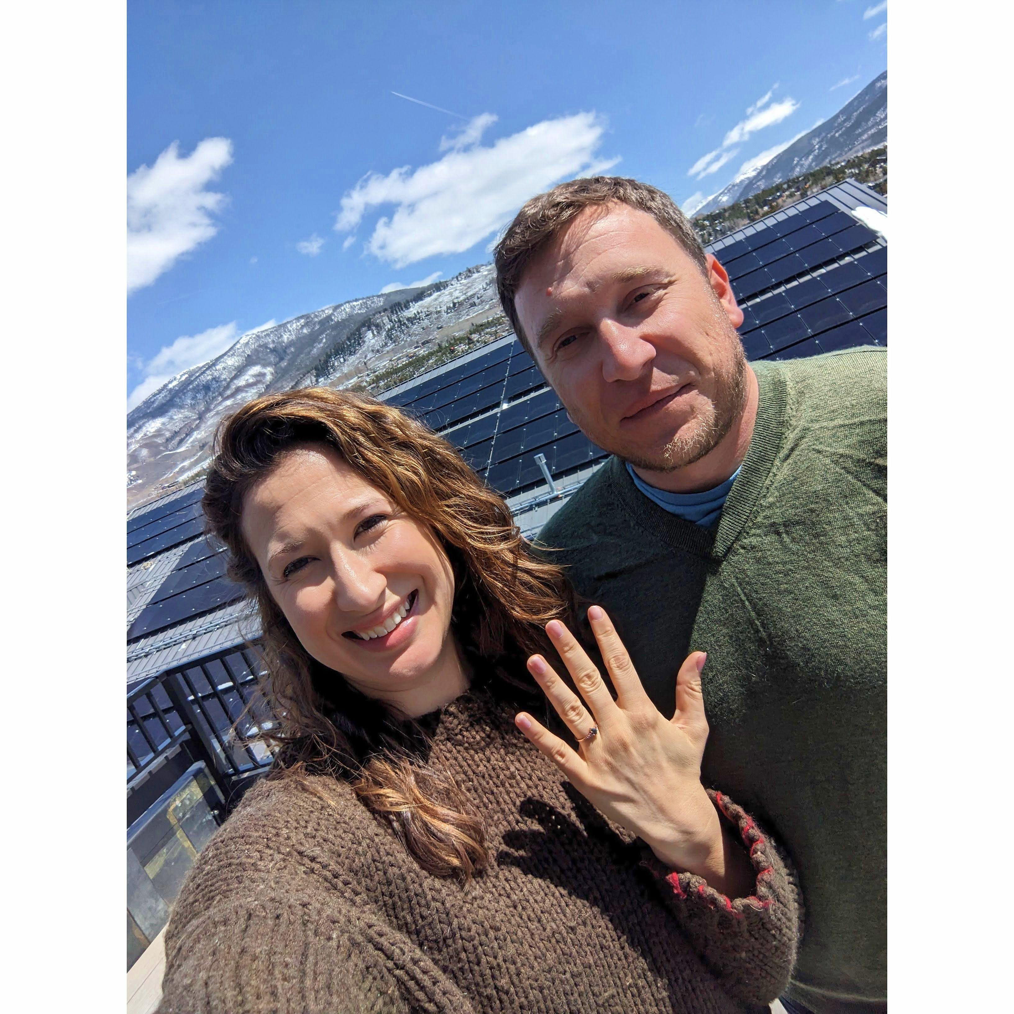 After Mike proposed in Dillon, Colorado!