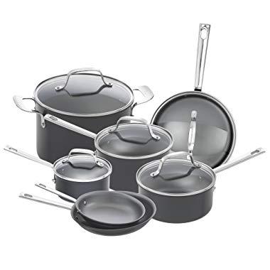 Emeril Lagasse 12 Piece Nonstick Cookware Set, Hard Anodized, Dishwasher safe, Gray