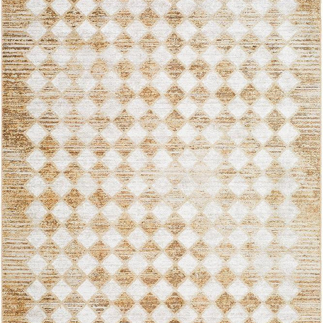 Livabliss x Galey Alix Myrtle Avenue V Vintage Checkerboard Area Rug, 6'7" x 9' (7' x 9'), Taupe Checkered