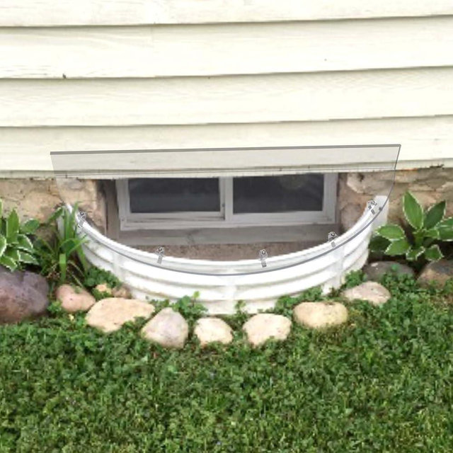 UEDET Window Well Covers Outside, Heavy-Duty Polycarbonate Basement Window Well Covers, All-Weather Against Debris, UV Resistant, Tear-Resistant, Waterproof, Windproof (Only Cover)39" X 18"