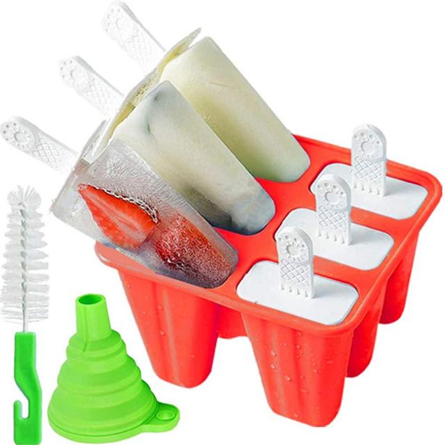 Silicone Popsicle Molds, 6 Pieces IceMolds, BPA Free Popsicle Mold Reusable  Easy Release IceMaker, Popsicle Mould with Cleaning Brush and Silicone  Funnel, Popsicle Molds Blue 