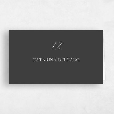 Dark Charcoal, Black Wedding Place Card - Brixen