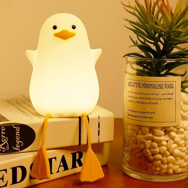 Hinittey Cute Duck Baby Night Light for Kids,Soft Silicone Nursery Bedside Nightlights with Dimmable & Timer,Nursery Tolddler Lamp Home Bedroom Desk Table Decor Birthday Gifts for Boys Girls Women