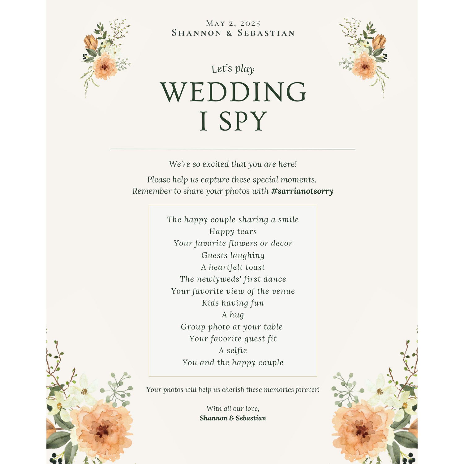 You found an Easter Egg! You win a sneak preview of the I Spy game we'll play at the wedding! 📸