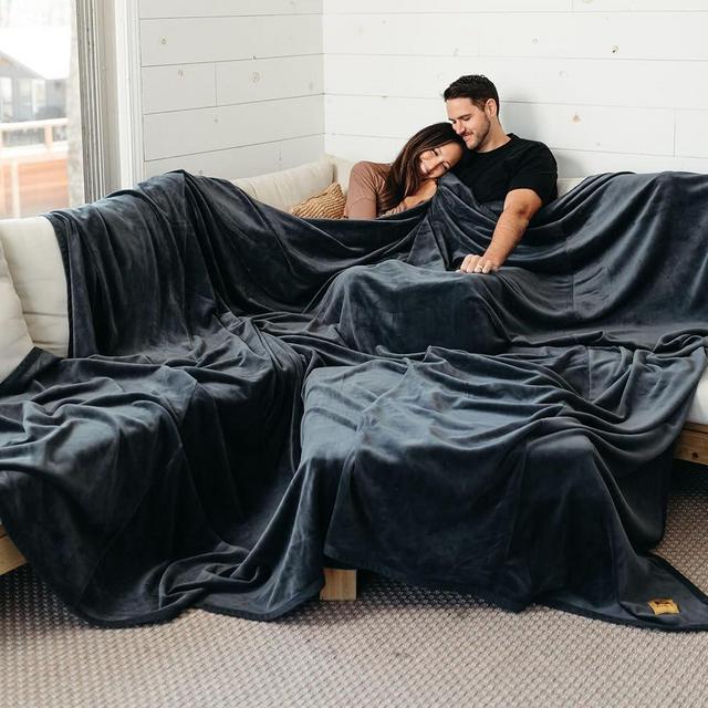 Big Blanket Co Original Stretch Smoke | 8 x 8 Extra Large Blanket | 100 Square Feet | Soft, Giant Blanket That Fits The Whole Family | The Best, Biggest Blanket of 2024