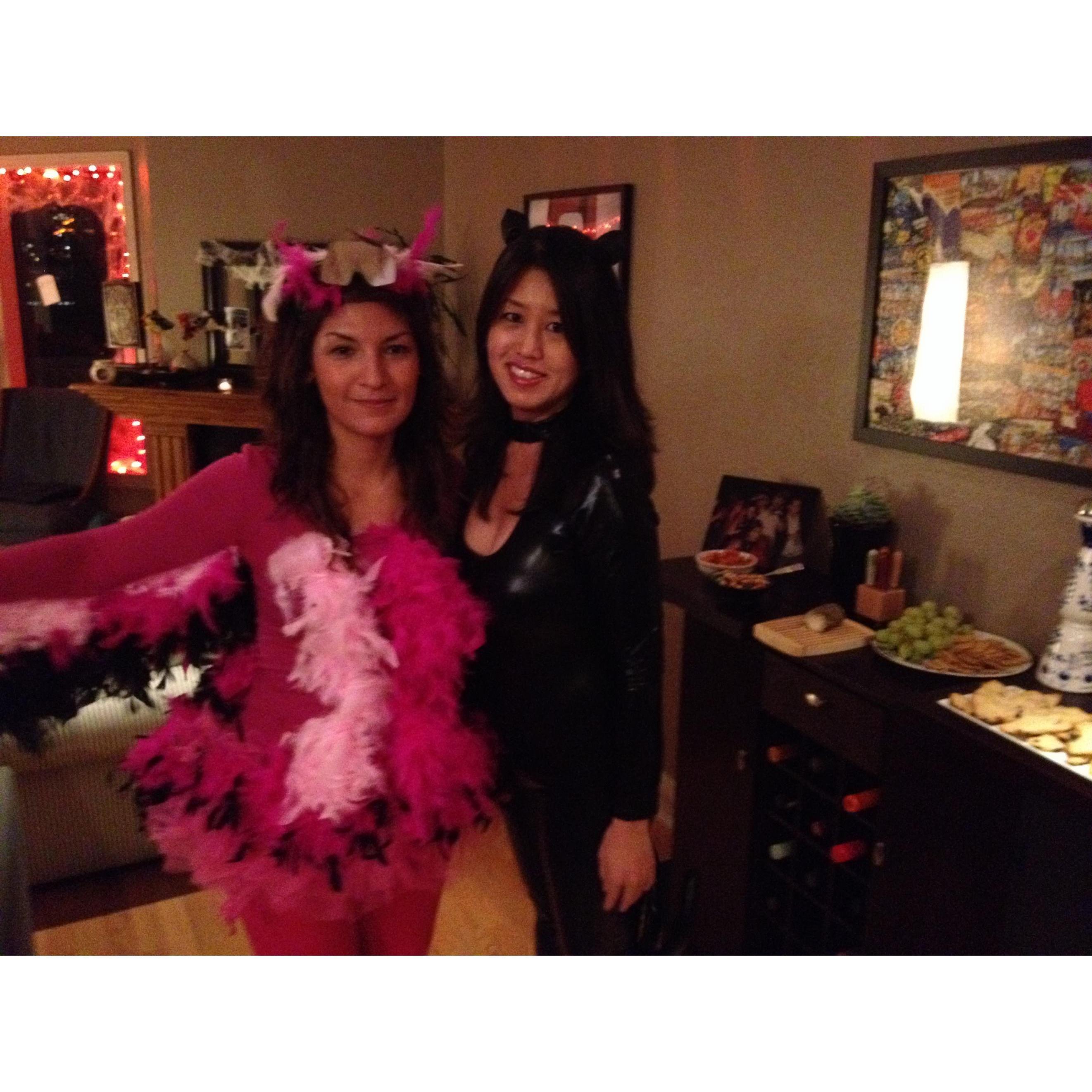 When we were flamingo and kitty cat... party animals (not really).