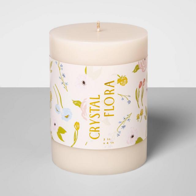 4" x 3" Pillar Candle Crystal Flora - Opalhouse™