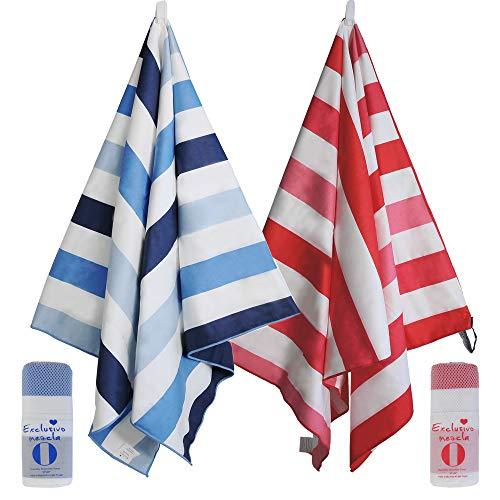 Exclusivo Mezcla Microfiber Quick Dry Beach Towel for Adults, Swim/Pool/Bath/Sports Towel, (2 Pack, 30" x 60") - Large, Absorbent, Lightweight and Sand Free