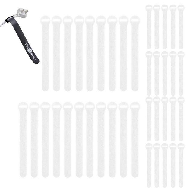 Wrap-It 40pk 5" and 8" Storage Self-Gripping Cable Ties White: Cord & Cable Organizer, Cord Wraps, Cord Ties