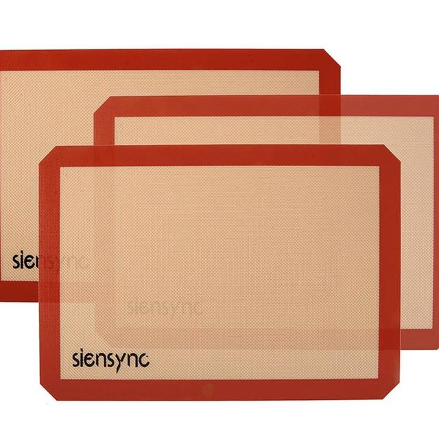 Siensync Silicone Baking Mat - 3 Set of 11.5 x16.4 Inch Half Sheet Calories Reduce Cookie Mat, Non-Stick Heat Resistant Cooking Mat for Oven / Microwave / Dishwasher / Freezer