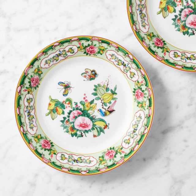 Famille Rose Salad Plates, Set of 4, Green