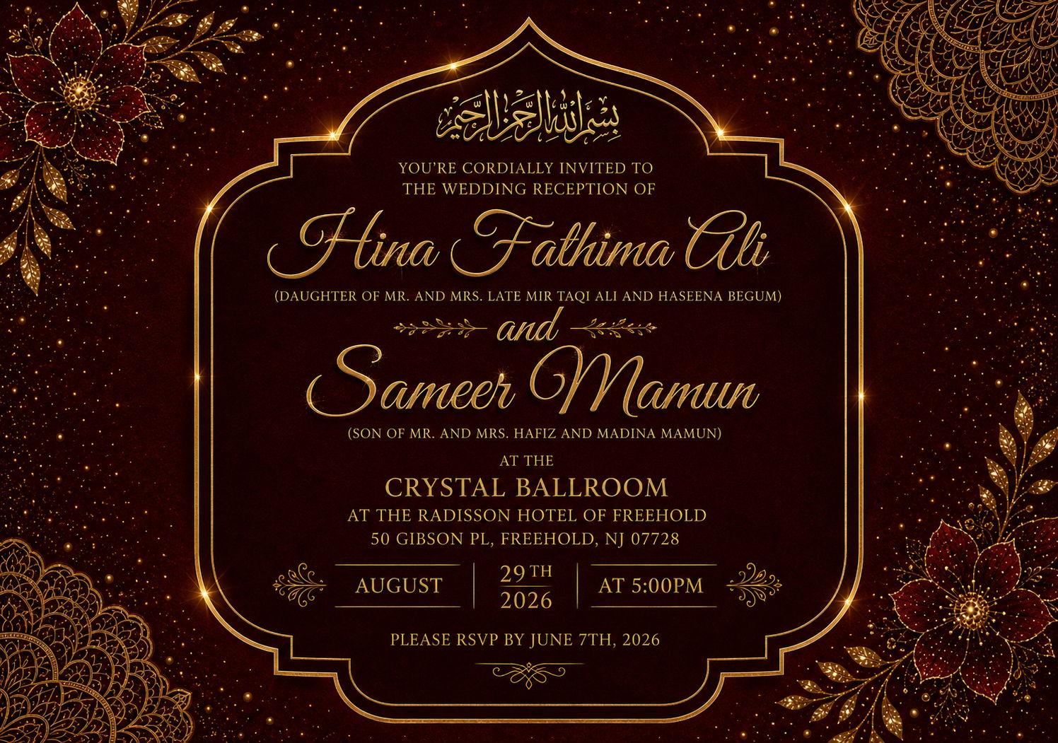 The Wedding Website of Hina Ali and Sameer Mamun