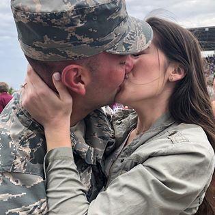 Soon after getting engaged, Jeff left for Basic Training for the Air Force. Seeing him in person after only communicating through letters for 2 months was the best feeling ever!