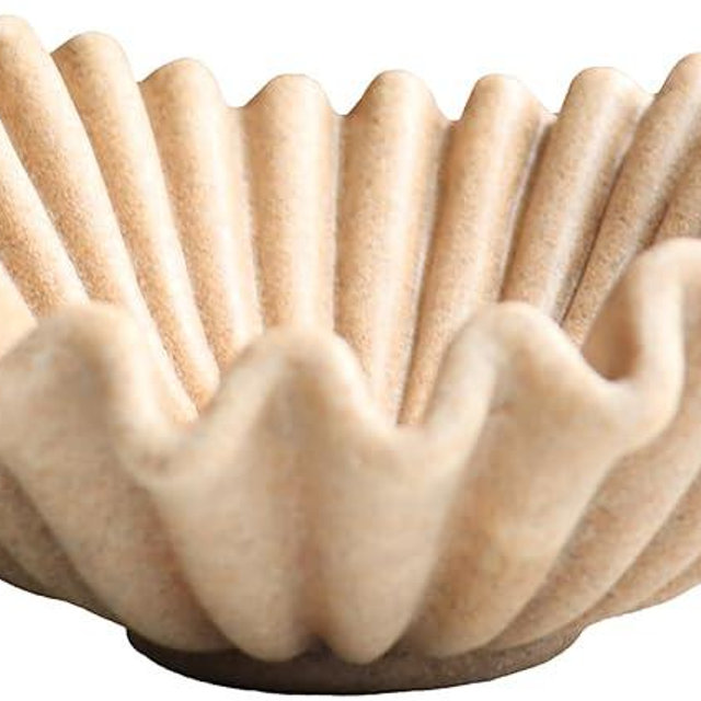 ARTRHYT Large Decorative Bowl decor, Scalloped Pedestal Bowls for Modern Home Decor,Ruffle Decor,Stylish Key Bowl for Entry Table,Decorative Fruit Bowl for Kitchen Counter,Beige