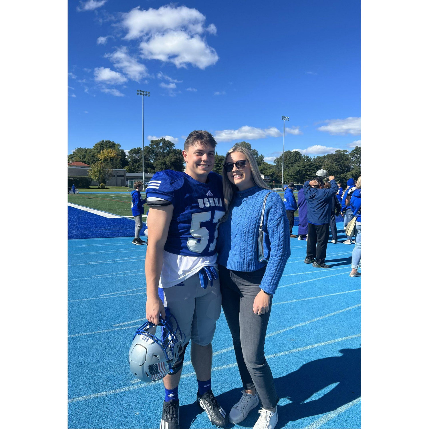 10/8/22 Since most of our relationship has involved traveling to see each other, this is a photo of one of many football games at USMMA.