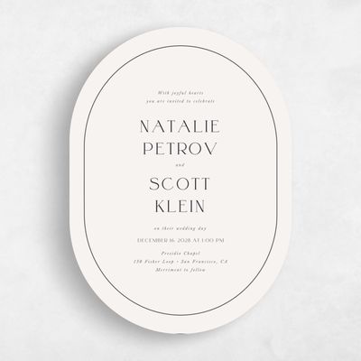 Light Oatmeal, Beige Wedding Invitation - Barga Portrait