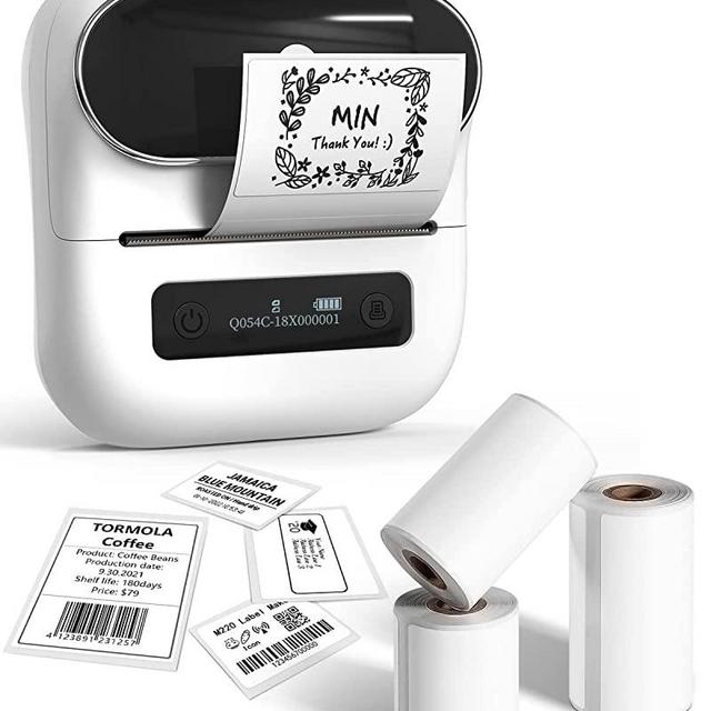 Phomemo M220 Label Maker, New Flagship 3.14 Inch Bluetooth Thermal Label Printer for Barcode, Address, Labeling, Mailing, File Folder Labels, Easy to Use, Support with Phones&PC, with 3 Roll Labels