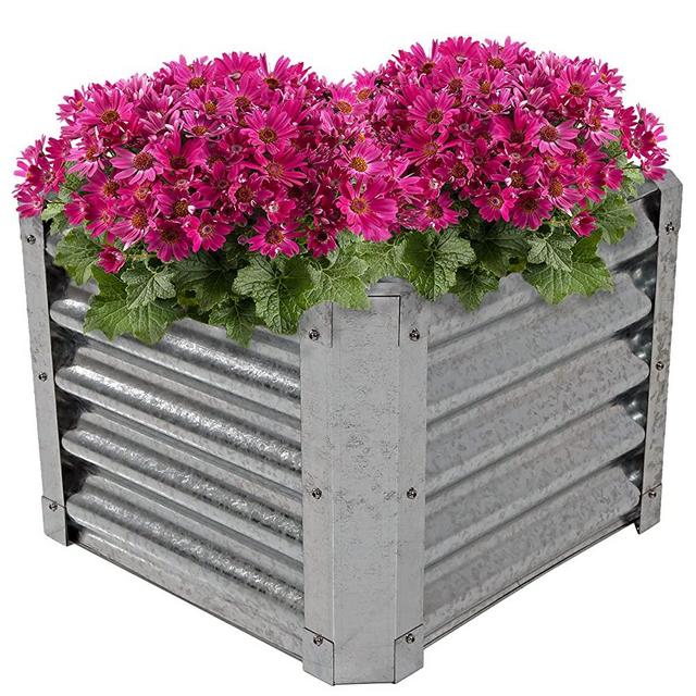 Sunnydaze 22" Square Galvanized Steel Raised Garden Bed Kit - Outdoor Metal Elevated Planter for Vegetables - Silver
