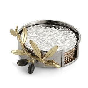 Michael Aram Olive Branch Gold Drink Coaster Set
