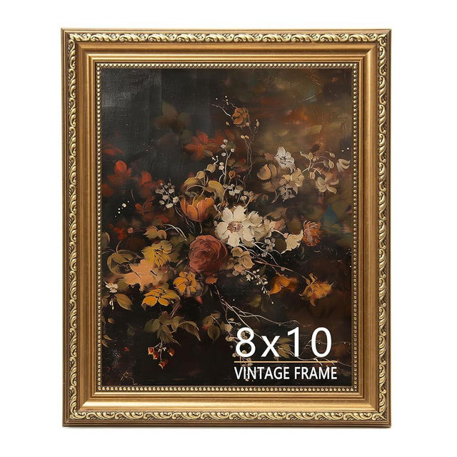 ASTRDECOR 8x10 Picture Frame, Vintage Bronze Gold Picture Frame for Tabletop & Wall Mount, Antique Photo Frame 8 x 10 for Living Room, Bedroom, Office or Gallery Wall, Retro Home Decoration Gift - 1 Pack