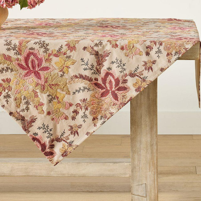 Emrys Embroidered Cotton Table Throw - Multi